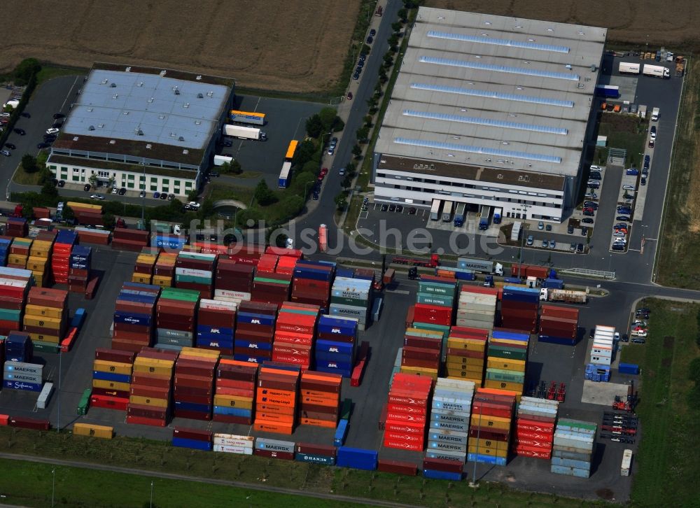 Leipzig aus der Vogelperspektive: Containerterminal und Logistikzentrum der DB Intermodal Services GmbH in Leipzig im Bundesland Sachsen