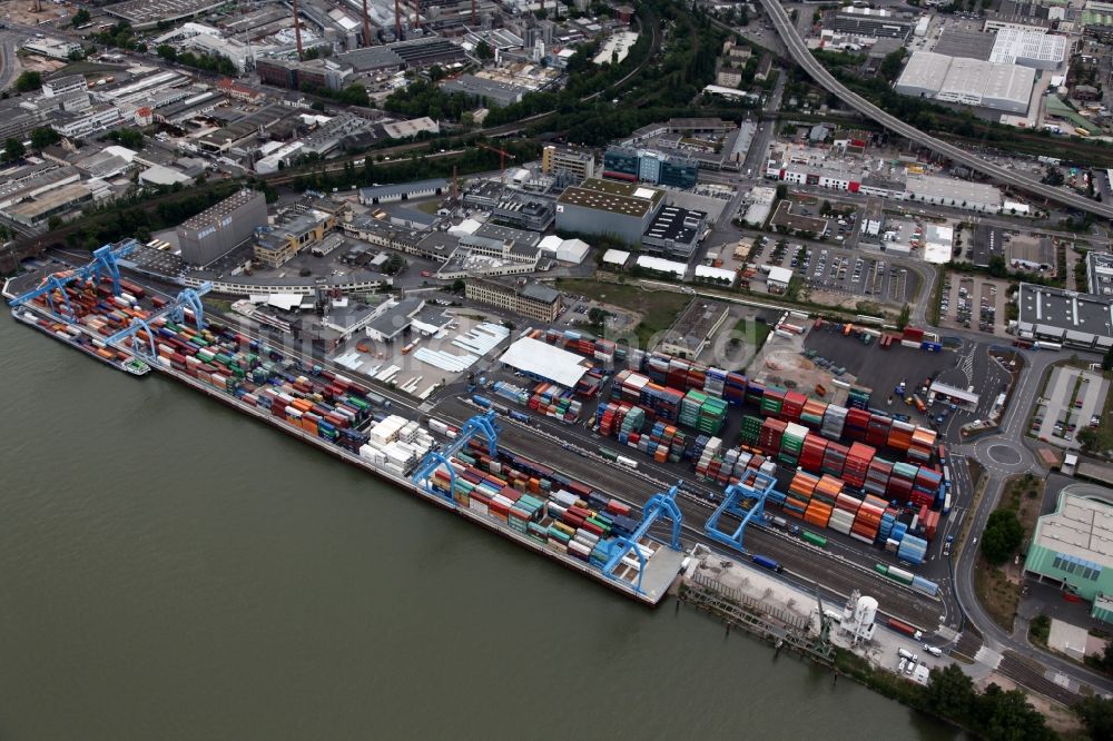 Mainz Mombach von oben - Containerterminal in Mainz im Bundesland Rheinland-Pfalz