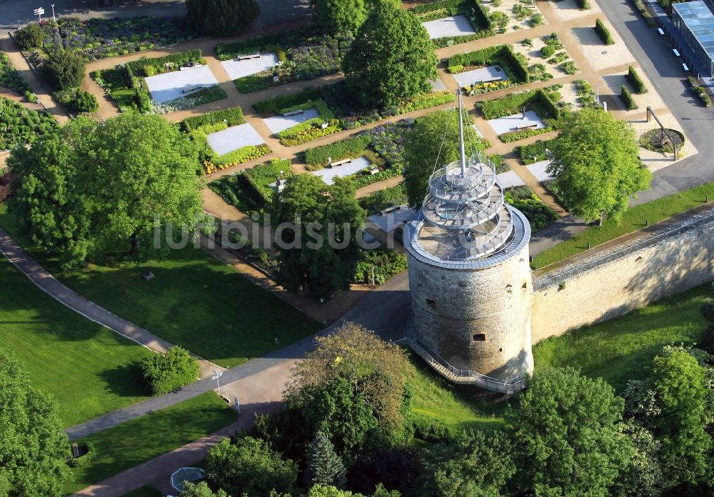 Erfurt von oben - Cyriaksturm auf dem egapark - Gelände in Erfurt im Bundesland Thüringen