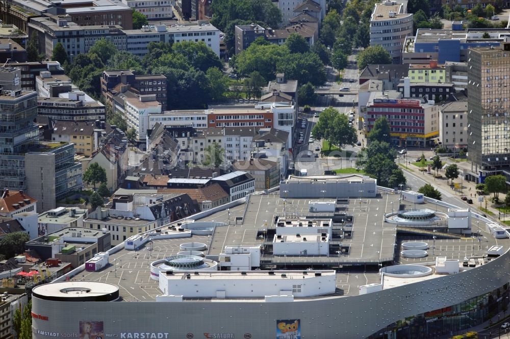 Essen von oben - Dach des Einkaufszentrums am Limbecker Platz in Essen im Bundesland Nordrhein-Westfalen