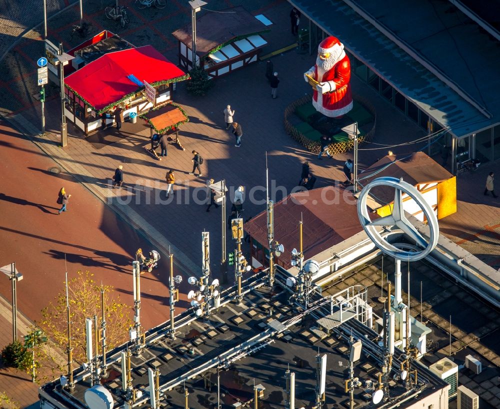 Bochum aus der Vogelperspektive: Dach des Hochhaus- Gebäudes LUEG Europahochhaus am Kurt-Schuhmacher-Platz in Bochum im Bundesland Nordrhein-Westfalen