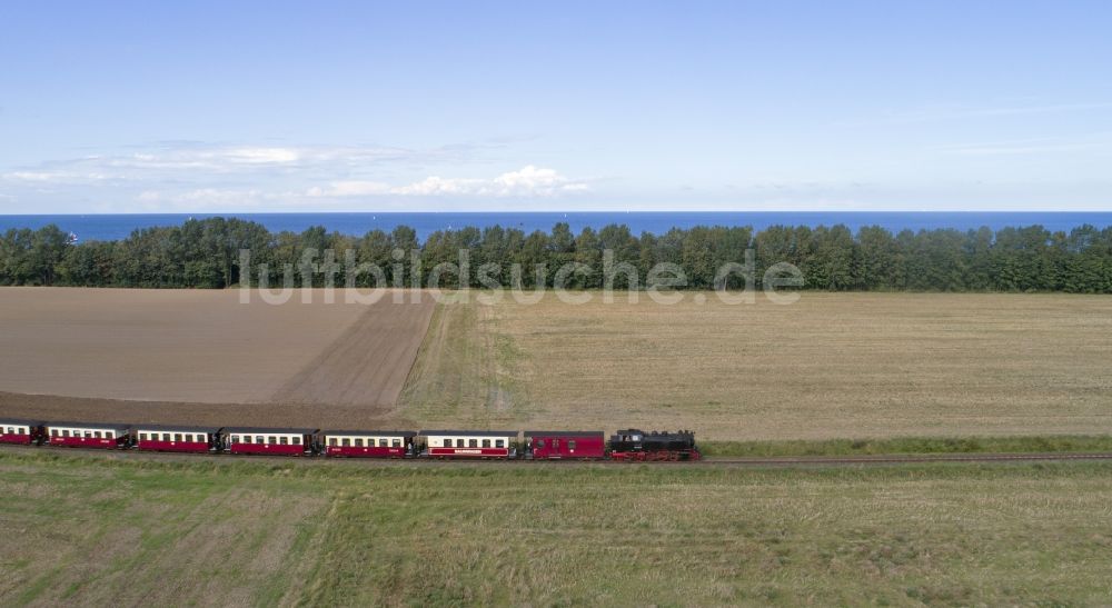 Luftaufnahme Wittenbeck - Dampfeisenbahn Molli in Wittenbeck im Bundesland Mecklenburg-Vorpommern, Deutschland