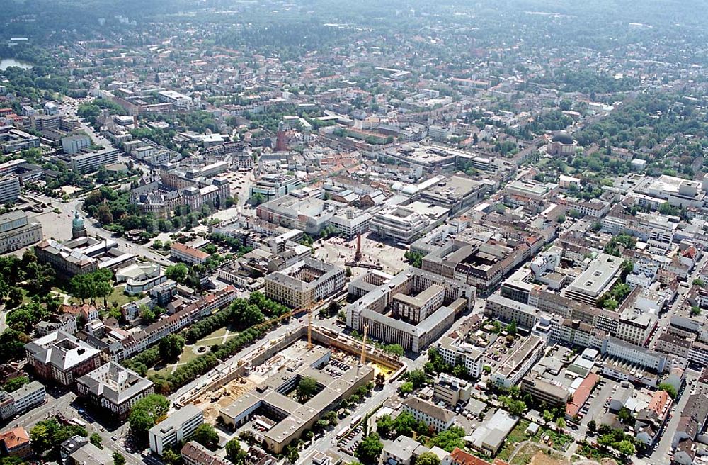 Darmstadt / Hessen von oben - Darmstadt / Hessen Blick auf das Stadtzentrum von Darmstadt in Hessen