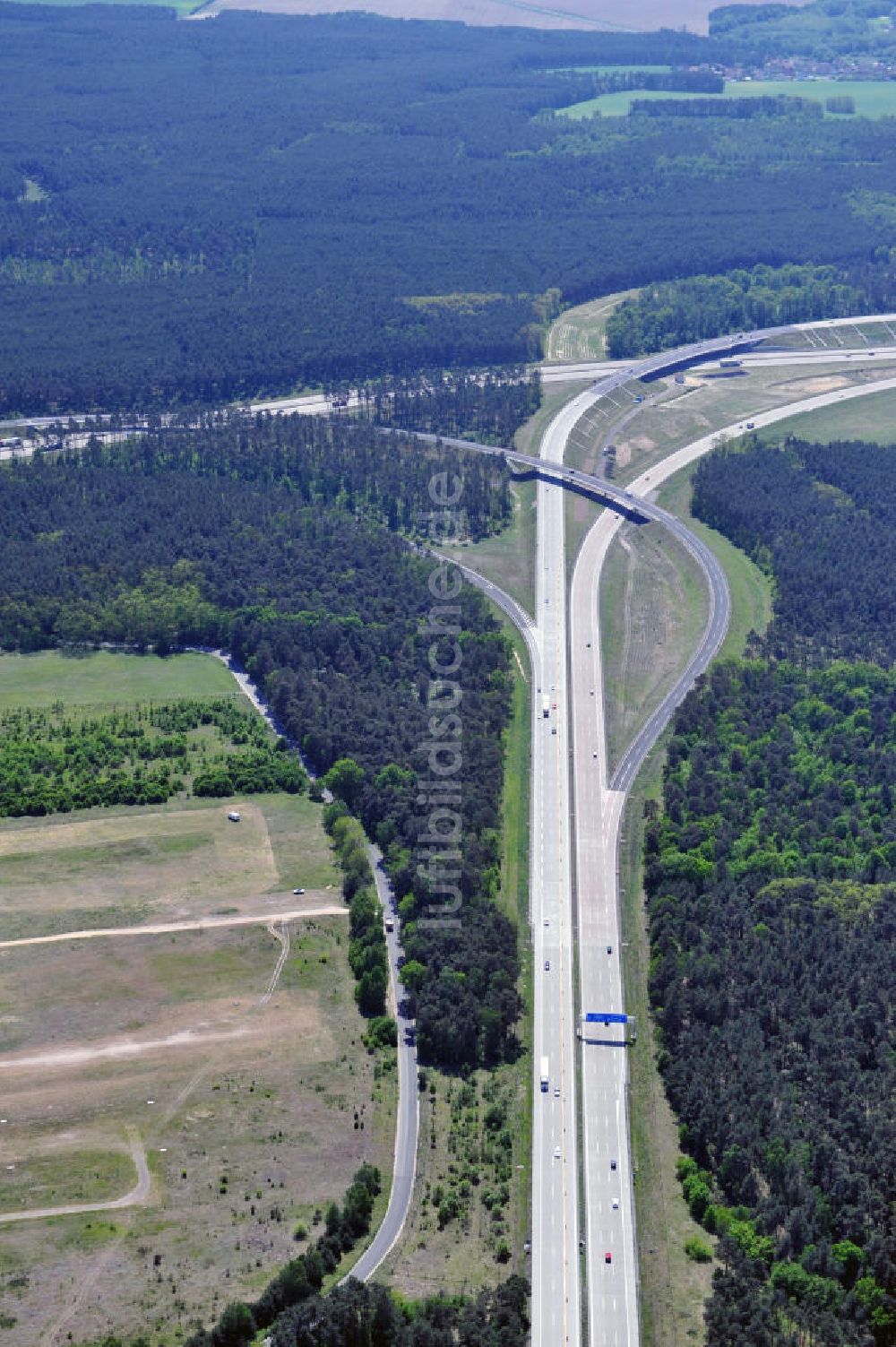 Nuthetal von oben - Das Autobahndreieck Nuthetal am südlichen Berliner Ring