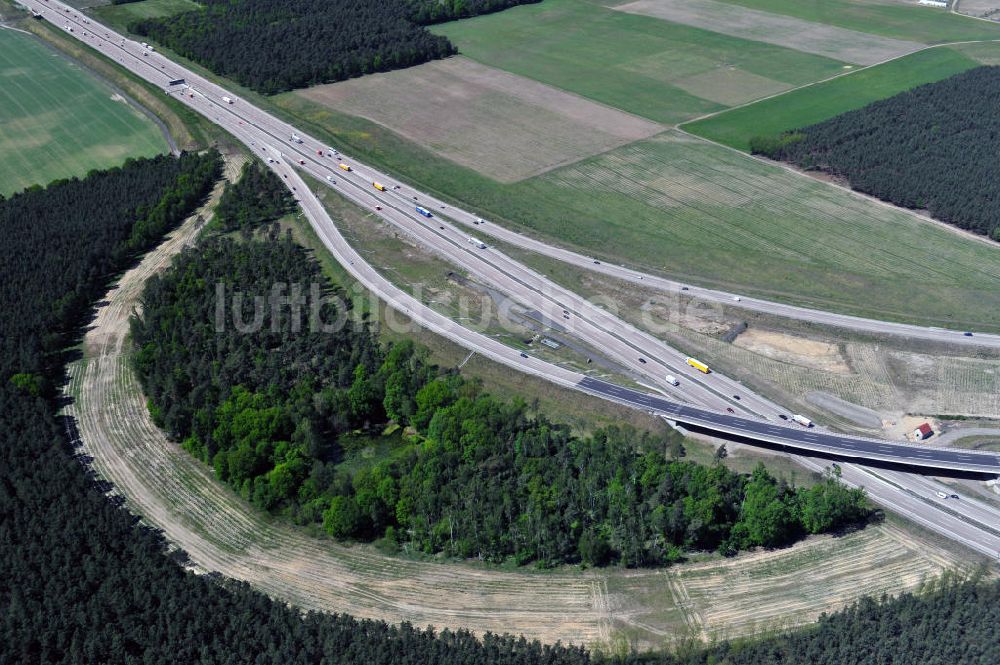 Luftaufnahme Nuthetal - Das Autobahndreieck Nuthetal am südlichen Berliner Ring