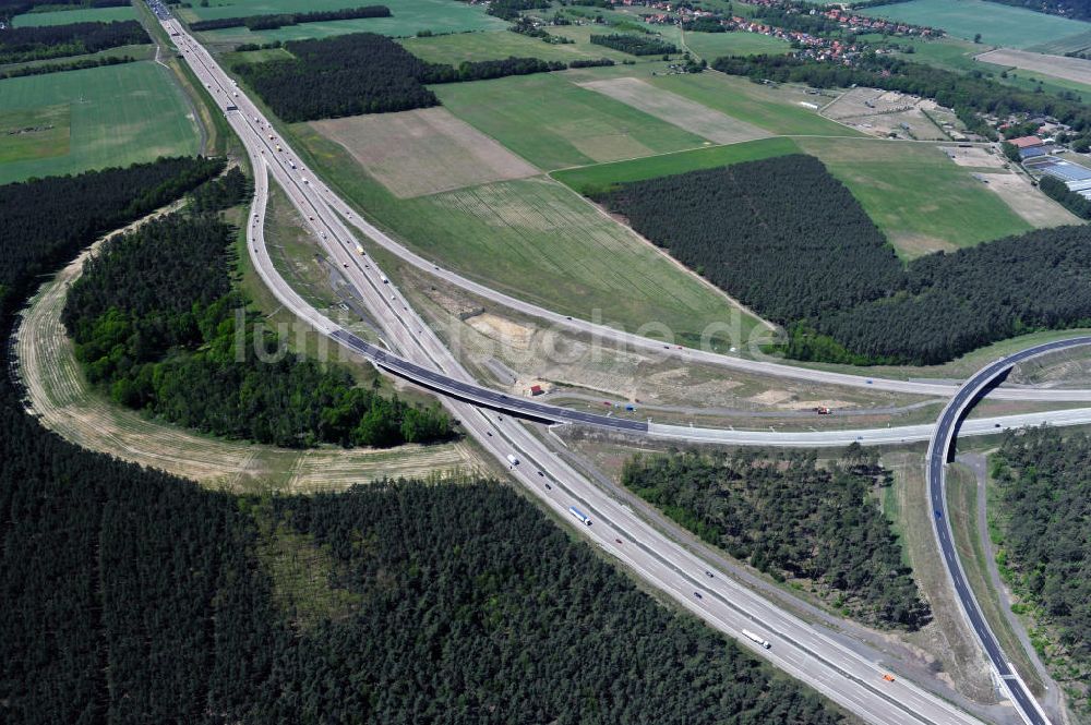 Nuthetal aus der Vogelperspektive: Das Autobahndreieck Nuthetal am südlichen Berliner Ring