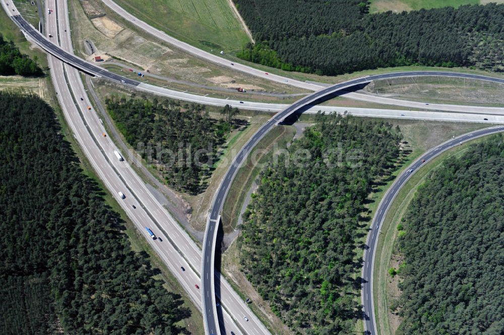 Luftbild Nuthetal - Das Autobahndreieck Nuthetal am südlichen Berliner Ring