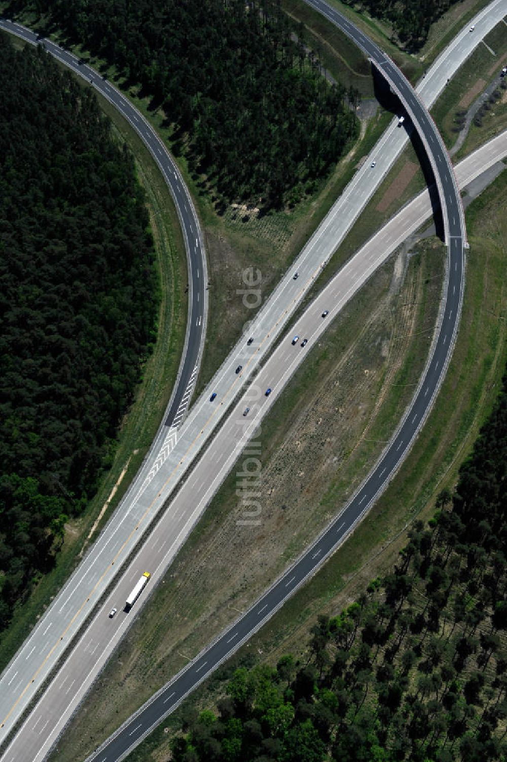 Luftaufnahme Nuthetal - Das Autobahndreieck Nuthetal am südlichen Berliner Ring