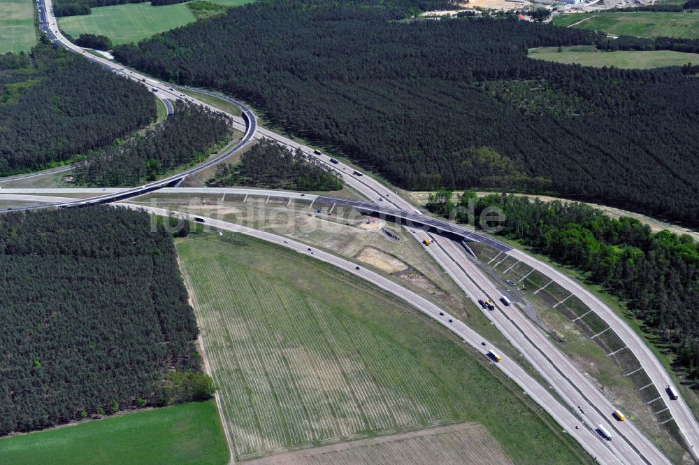 Nuthetal von oben - Das Autobahndreieck Nuthetal am südlichen Berliner Ring