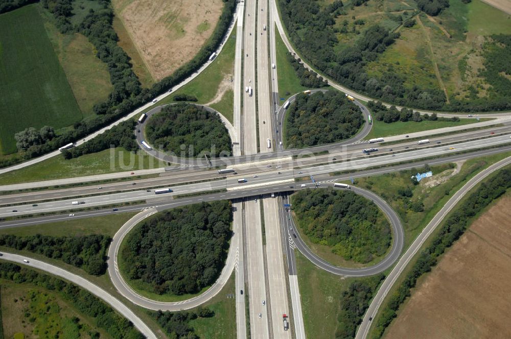 Luftaufnahme Walldorf - Das Autobahnkreuz Walldorf