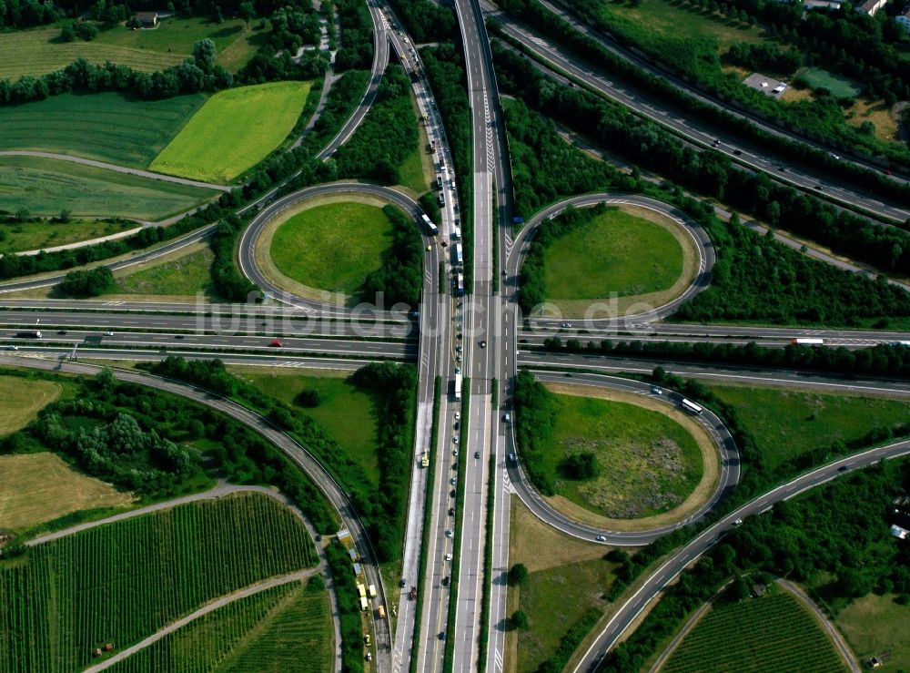 Luftaufnahme Weinsberg - Das Autobahnkreuz in Weinsberg im Bundesland Baden-Württemberg