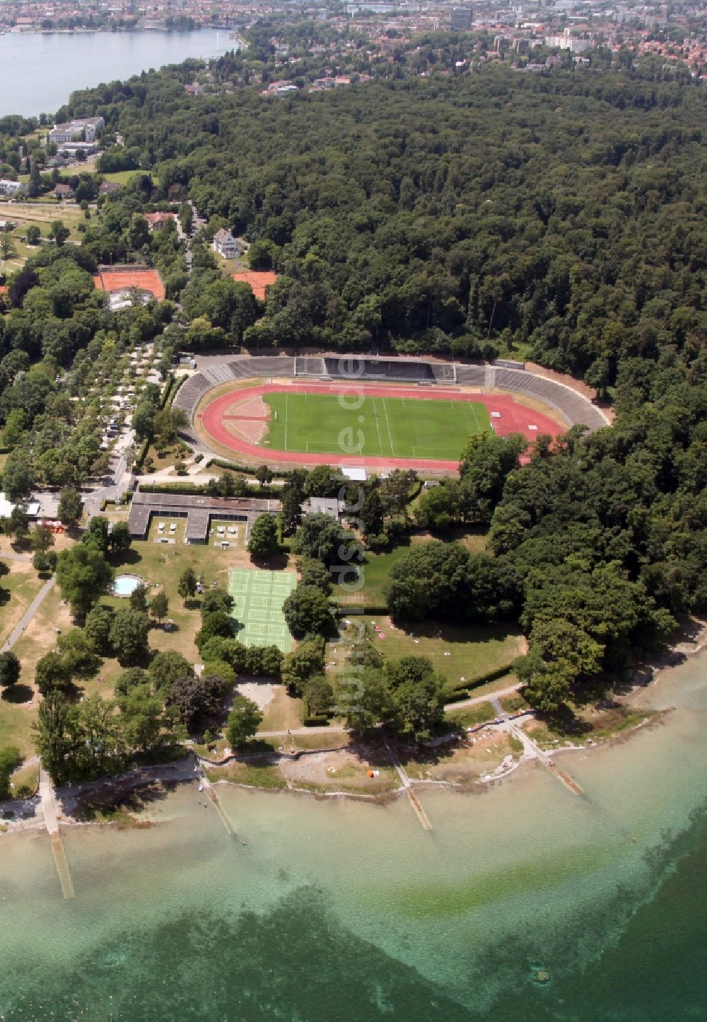 Luftaufnahme Konstanz - Das Bodensee-Stadion in Konstanz im Bundesland Baden-Württemberg