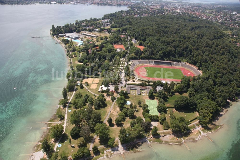 Konstanz von oben - Das Bodensee-Stadion in Konstanz im Bundesland Baden-Württemberg