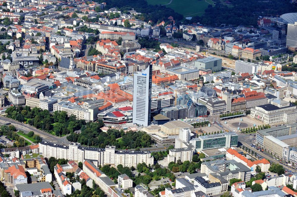 Luftaufnahme Leipzig - Das City-Hochhaus am Augustusplatz im Zentrum von Leipzig