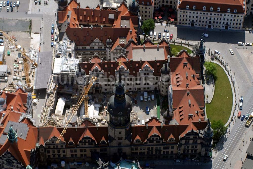 Luftaufnahme Dresden - Das Dresdener Residenzschloss während der Rekonstruktion