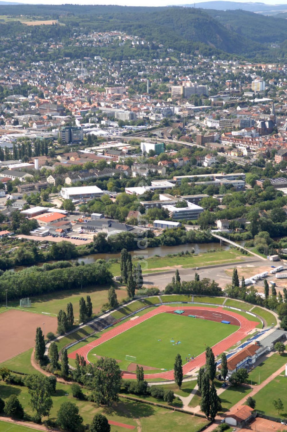 Bad Kreuznach von oben - Das Friedrich-Moebus-Stadion in Bad Kreuznach