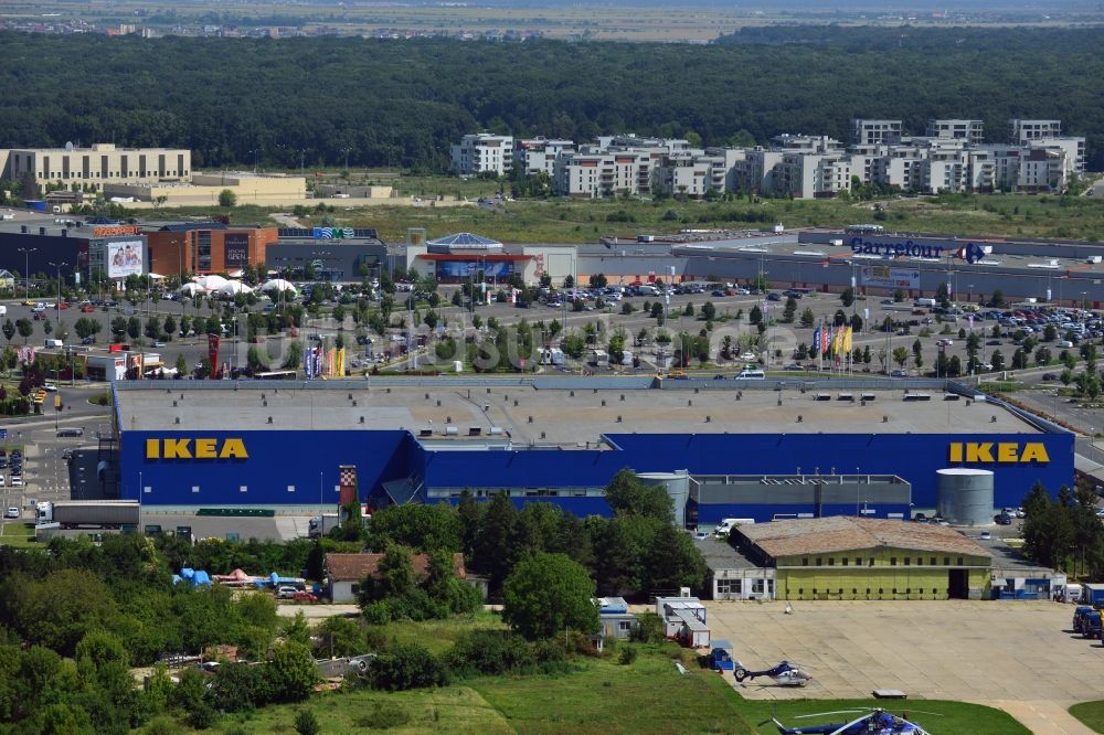 Luftbild Bukarest - Das IKEA Einrichtungshaus in der Baneasa Shopping City im Norden von Bukarest