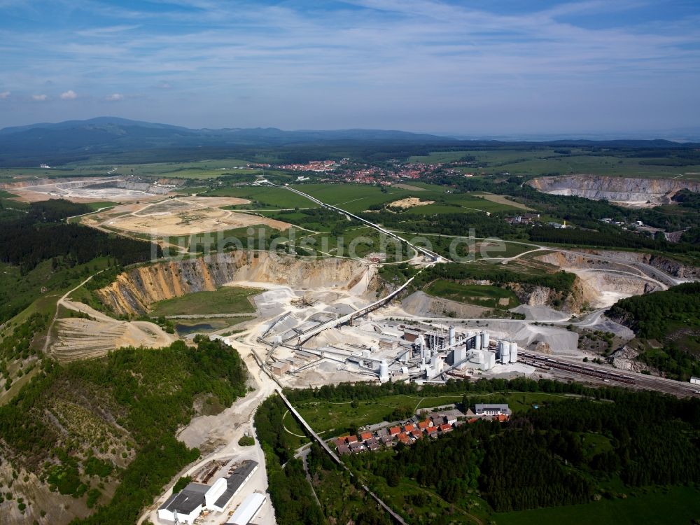 Oberharz am Brocken von oben - Das Kalkwerk im Ortsteil Rübeland in Oberharz am Brocken im Bundesland Sachsen-Anhalt