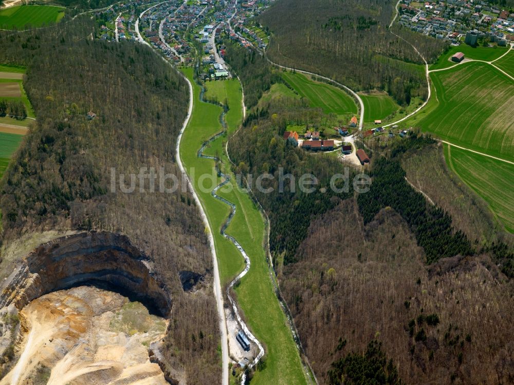 Luftbild Blaustein - Das Kleine Lautertal in der Gemeinde Blaustein in Baden-Württemberg