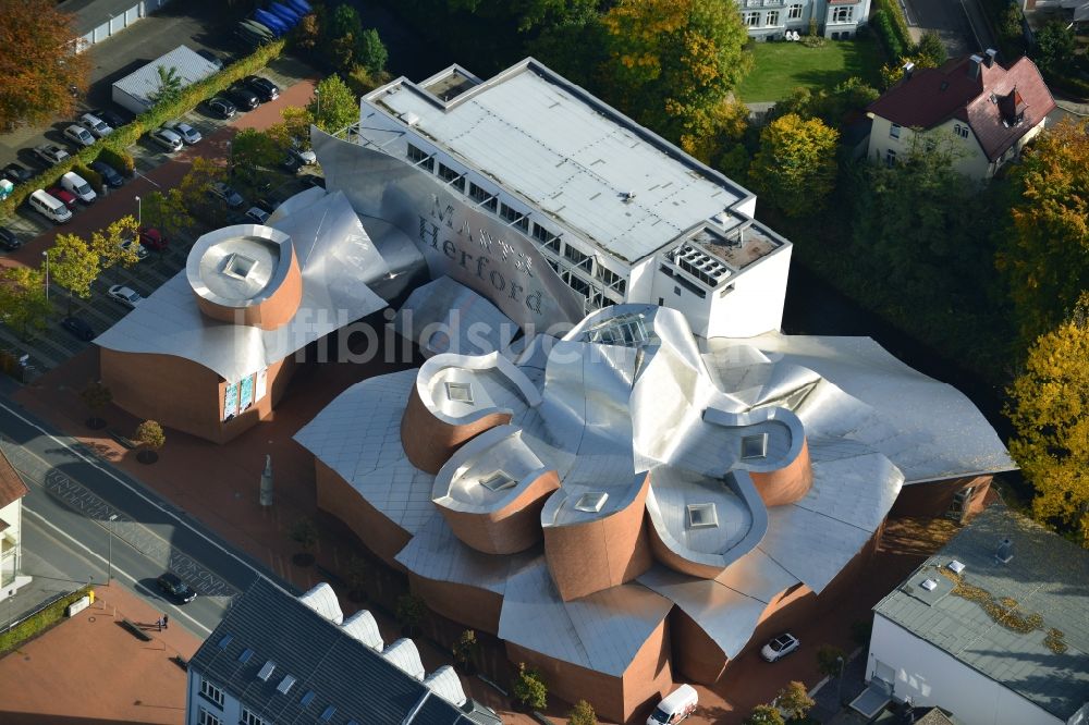 Luftaufnahme Herford - Das Museum MARTa Herford im Bundesland Nordrhein-Westfalen