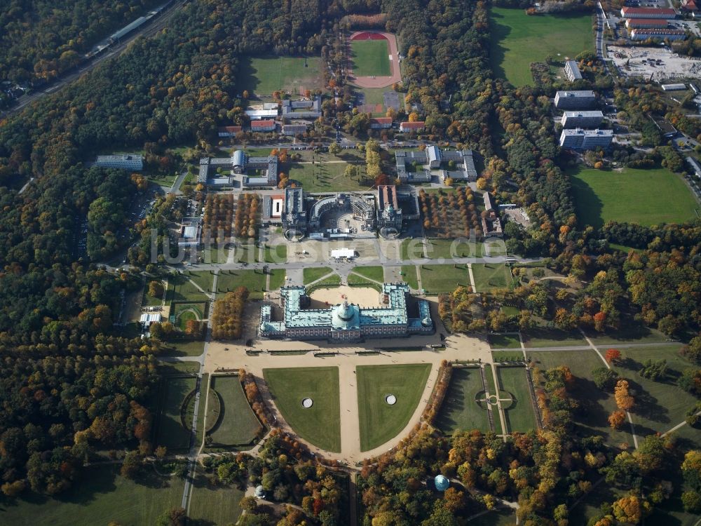 Potsdam von oben - Das Neue Palais und die Communs on Potsdam im Bundesland Brandenburg