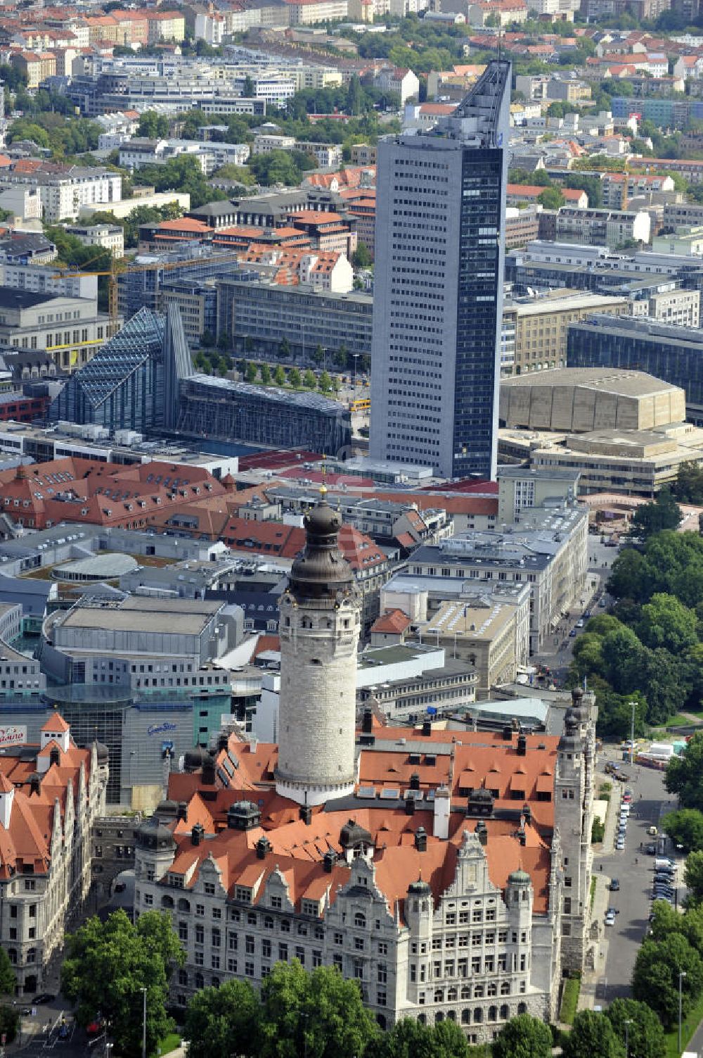 Leipzig von oben - Das Neue Rathaus in Leipzig, Sachsen