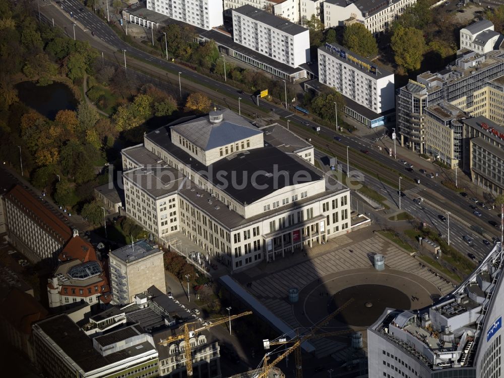 Leipzig von oben - Das Opernhaus in Leipzig im Bundesland Sachsen