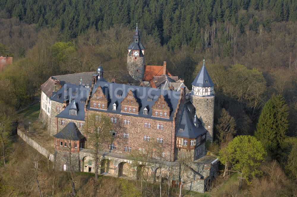 MANSFELD von oben - Das Schloss Rammelburg im Ortsteil Rammelburg von Mansfeld