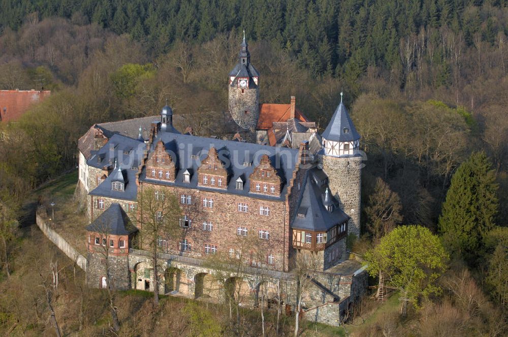 MANSFELD aus der Vogelperspektive: Das Schloss Rammelburg im Ortsteil Rammelburg von Mansfeld