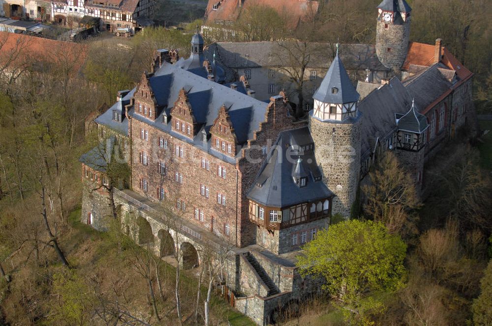 MANSFELD von oben - Das Schloss Rammelburg im Ortsteil Rammelburg von Mansfeld