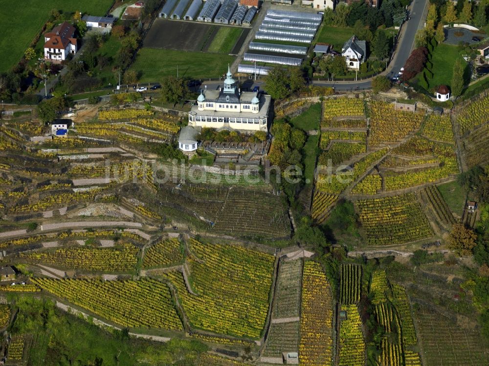 Radebeul aus der Vogelperspektive: Das Spitzhaus in den Weinbergen von Radebeul im Bundesland Sachsen