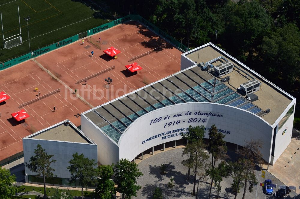 Bukarest von oben - Das Sportmuseum an der Strada Alexandru Constantinescu im Sektor 1 in Bukarest in Rumänien