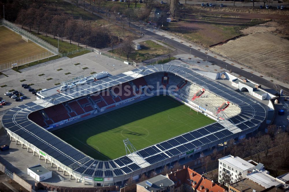 Halle / Saale von oben - Das Stadion Erdgassportpark in Halle (Saale)