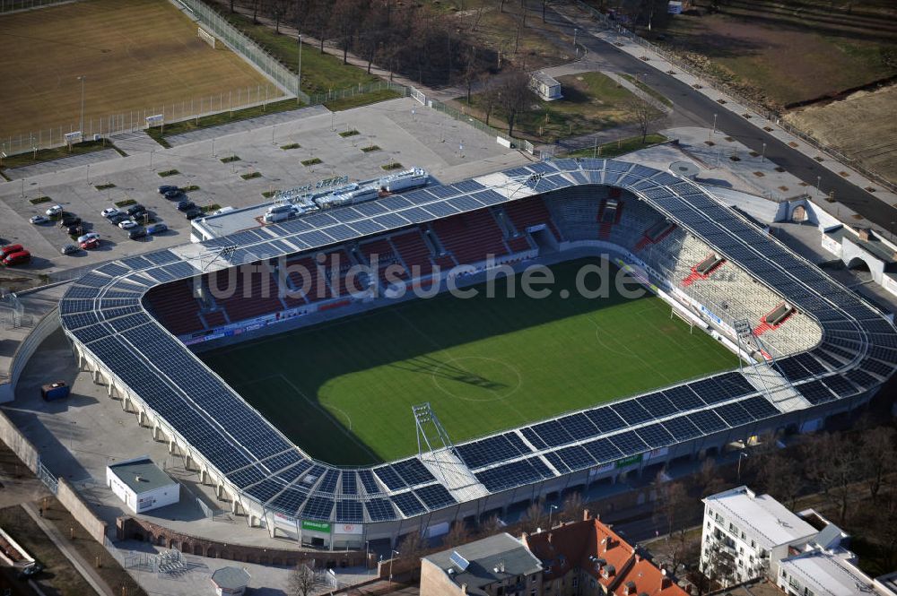 Halle / Saale aus der Vogelperspektive: Das Stadion Erdgassportpark in Halle (Saale)