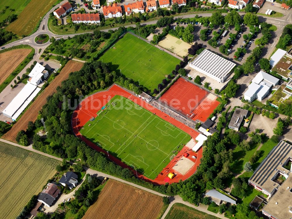 Marbach von oben - Das Stadion Am Leiselstein in Marbach am Neckar im Bundesland Baden-Württemberg