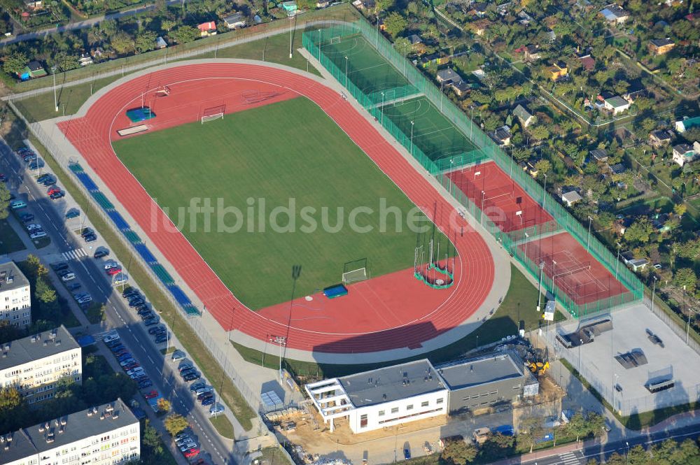 Luftaufnahme POLKOWICE / POLKWITZ - Das KS Stadion in Polkowice, Polen