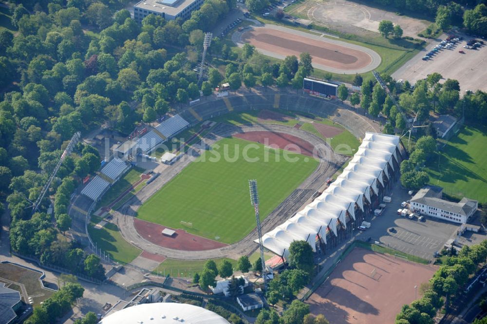 Luftaufnahme Erfurt - Das Steigerwaldstadion in Erfurt / View of the stadium Erfurt, the play place of the FC red white Erfurt