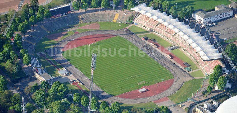 Erfurt aus der Vogelperspektive: Das Steigerwaldstadion in Erfurt / View of the stadium Erfurt, the play place of the FC red white Erfurt