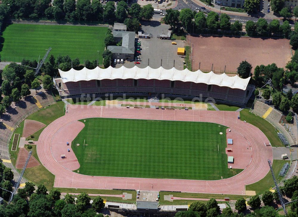 Luftbild Erfurt - Das Steigerwaldstadion in Erfurt / View of the stadium Erfurt, the play place of the FC red white Erfurt