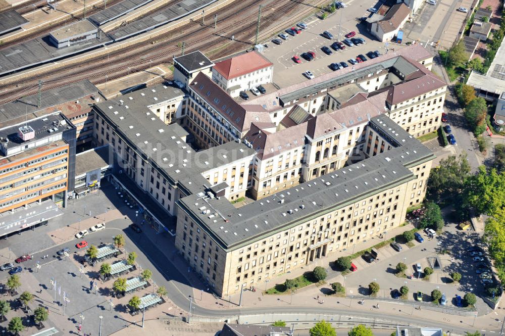 Saarbrücken von oben - DB-Geschäftsgebäude in Saarbrücken im Saarland