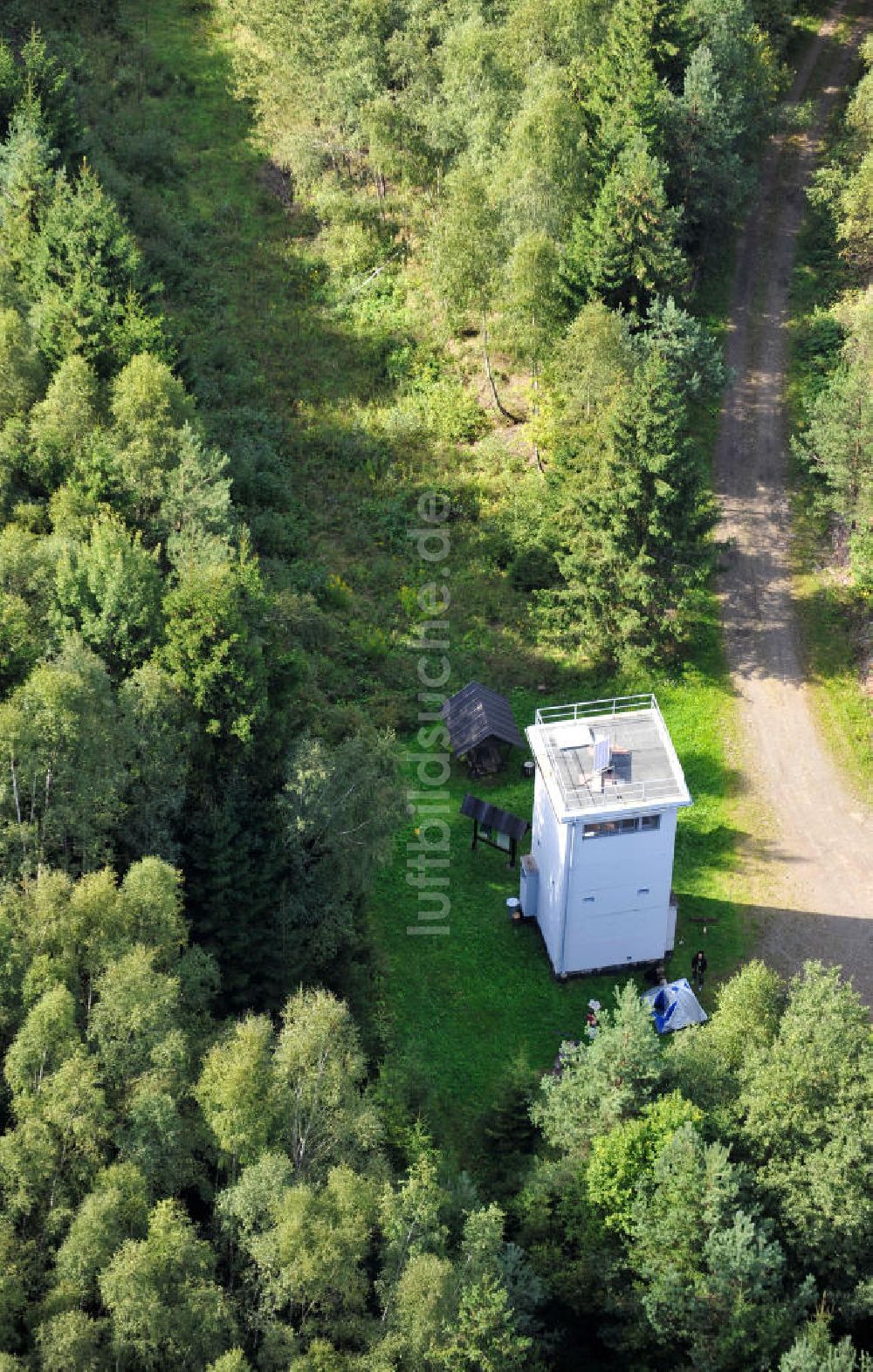 Probstzella von oben - DDR Wachturm und Grenzverlauf in Thüringen