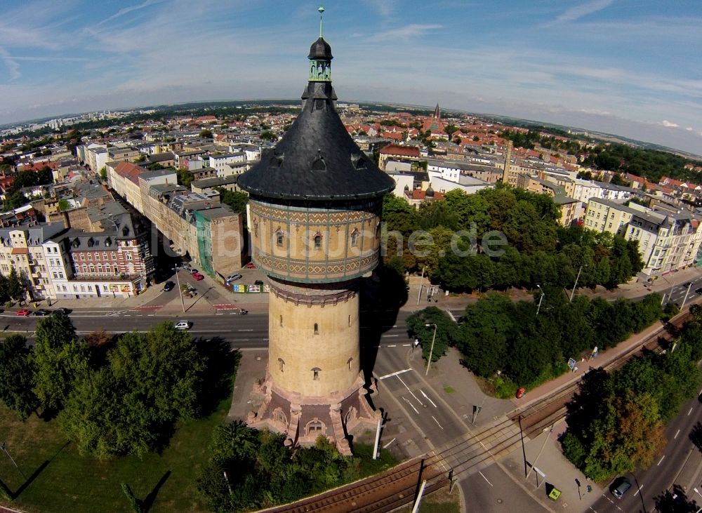 Luftaufnahme Halle - Denkmalgeschützter Wasserturm-Nord in Halle im Bundesland Sachsen-Anhalt