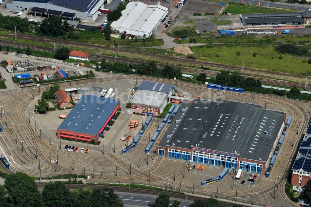 Rostock aus der Vogelperspektive: Depot der Rostocker Straßenbahn AG in Rostock im Bundesland Mecklenburg-Vorpommern