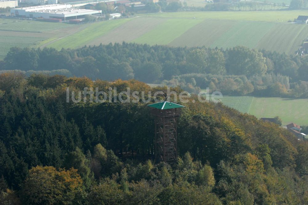 Luftaufnahme Marienmünster - Der Aussichts- und Museumsturm in Marienmünster