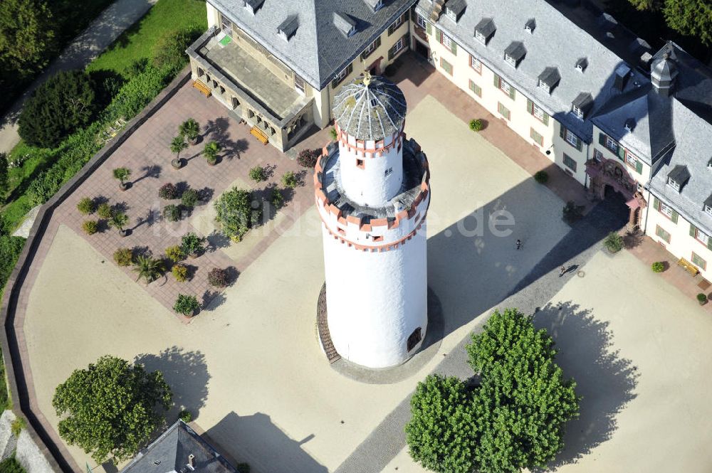 Bad Homburg aus der Vogelperspektive: Der Bergfried von Schloss Bad Homburg in Homburg, Hessen