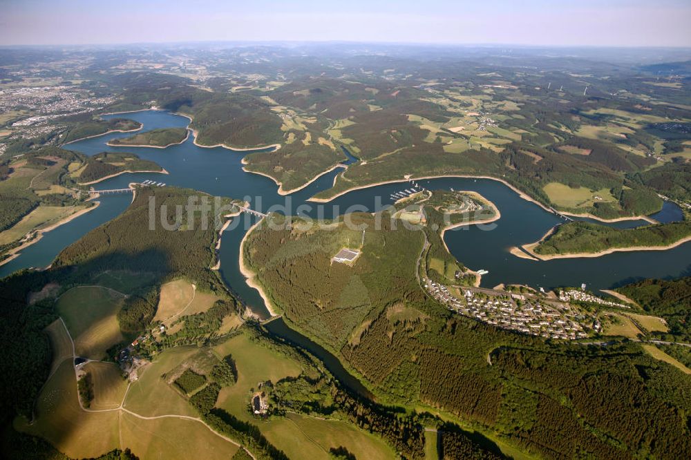 ATTENDORN aus der Vogelperspektive: Der Biggesee (auch Biggetalsperre) - ein Stausee im Kreis Olpe in Nordrhein-Westfalen