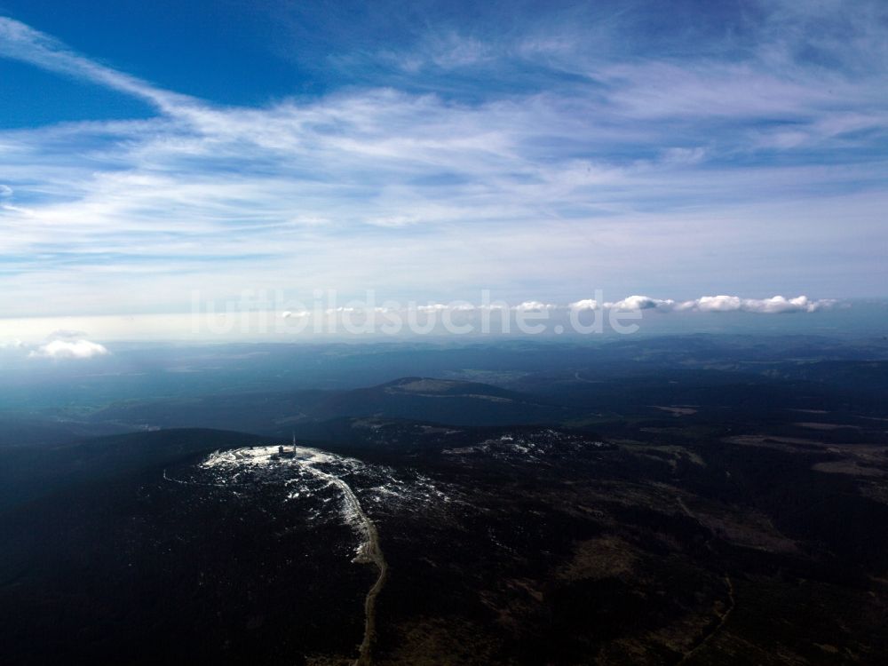  Wernigerode von oben - Der Brocken im Harz im Bundesland Sachsen-Anhalt