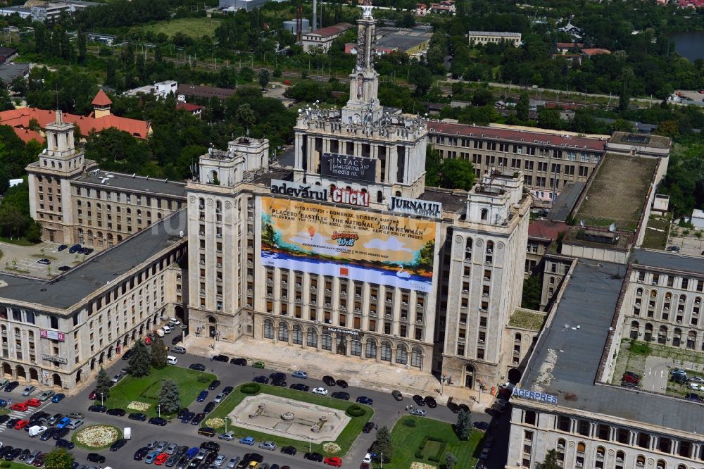 Bukarest von oben - Der Bürogebäudekomplex House of Free Press in Bukarest in Rumänien