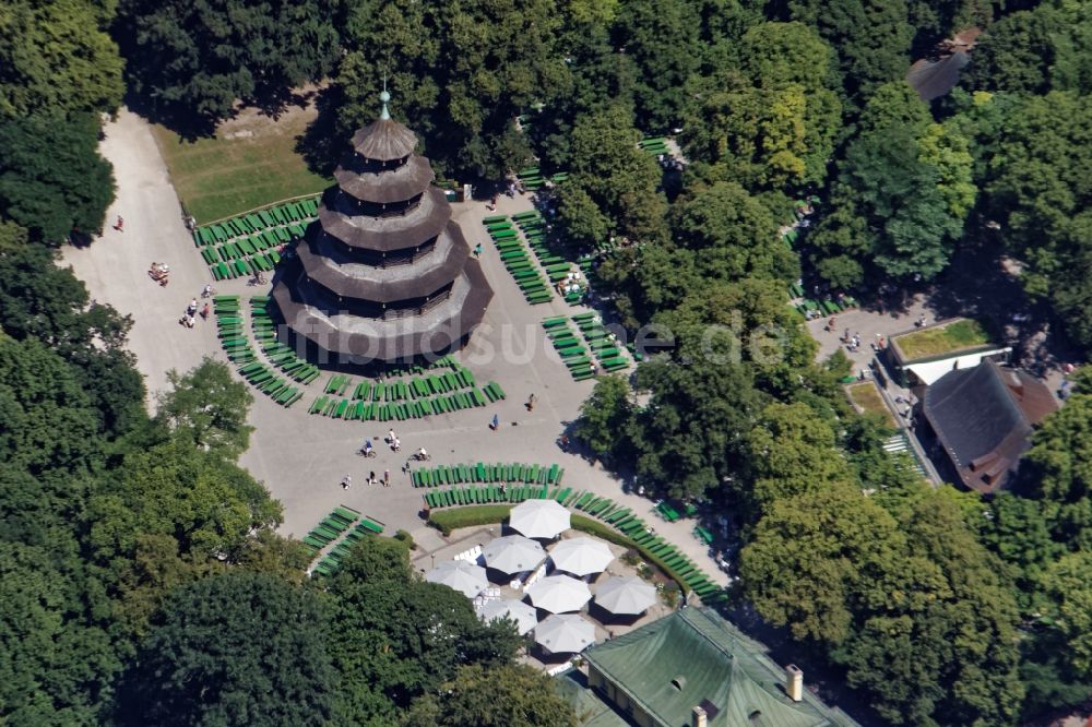 Luftbild Munchen Der Chinesische Turm Mit Biergarten Und