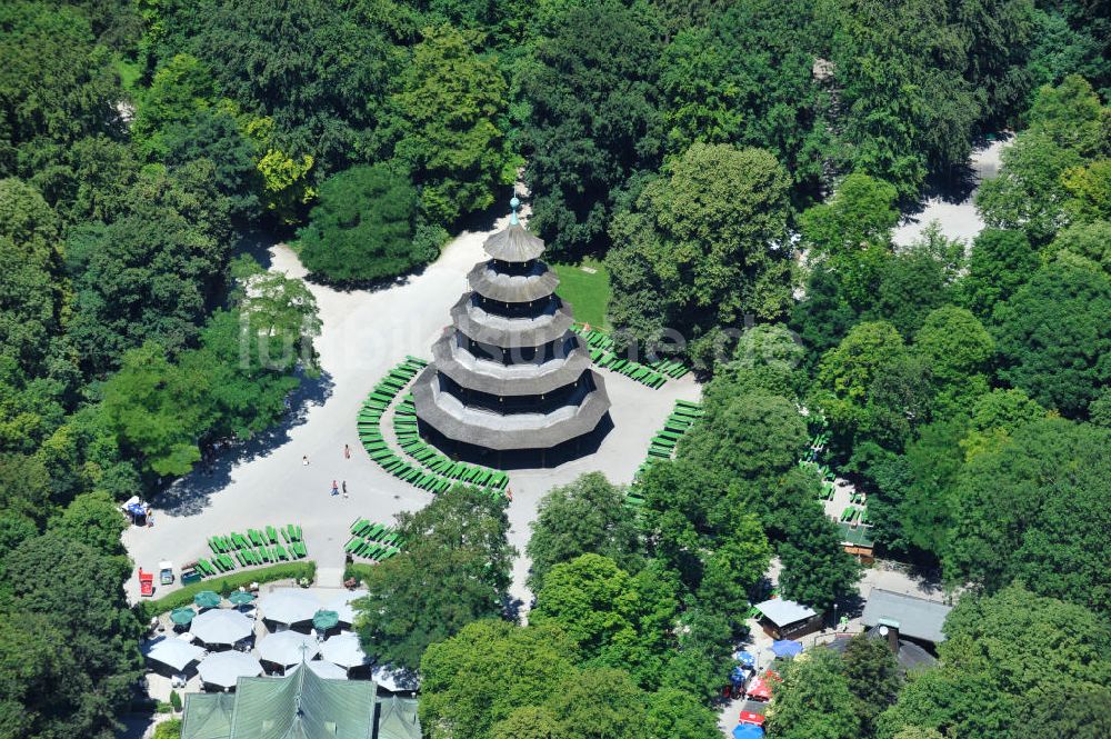 Munchen Von Oben Der Chinesische Turm Im Erholungspark